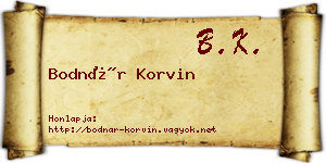 Bodnár Korvin névjegykártya