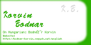korvin bodnar business card